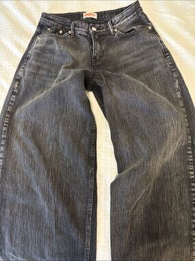 Lewkin Baggy Black Jeans Small Denim